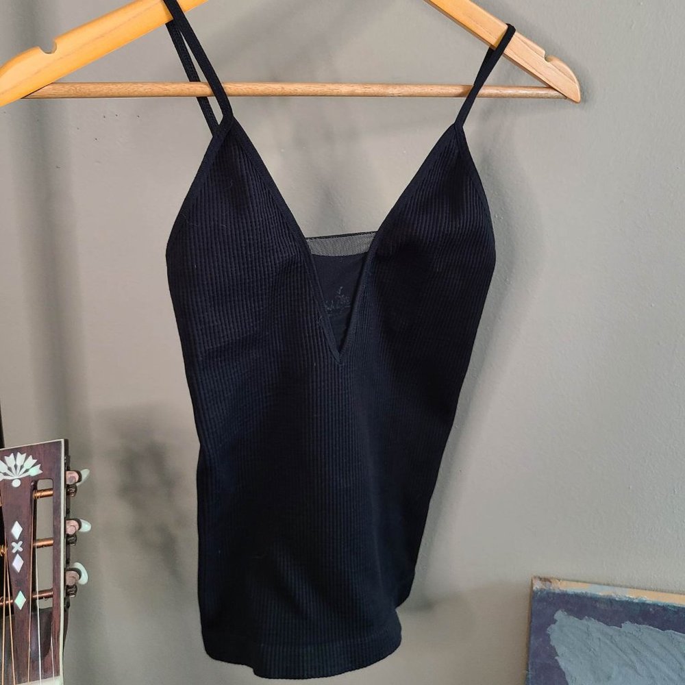 Black V-neck tank